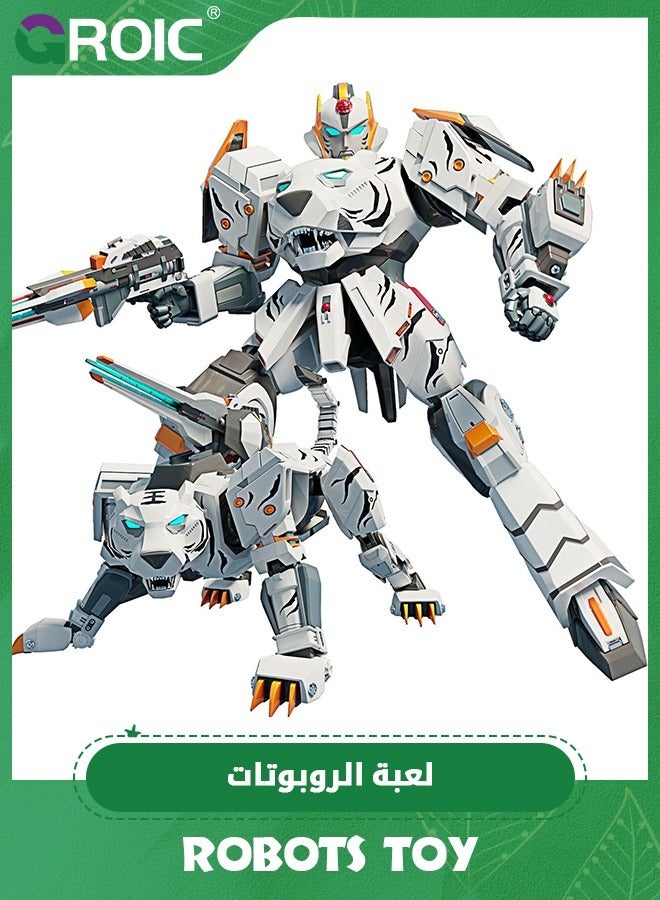 Animal Transforming Robot Toys,Tiger Action Figure for Kids Deformation Assembly Robot for Kids,Tiger Model,Collectible Action Figures,Manual Transformed into Toy