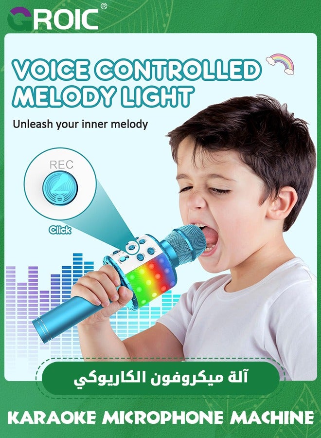 Karaoke Kids Microphone,Bluetooth Karaoke Wireless Microphone for Kids, Karaoke Microphone Machine Toy,Wireless Karaoke Machine Handheld with LED Lights,Home KTV