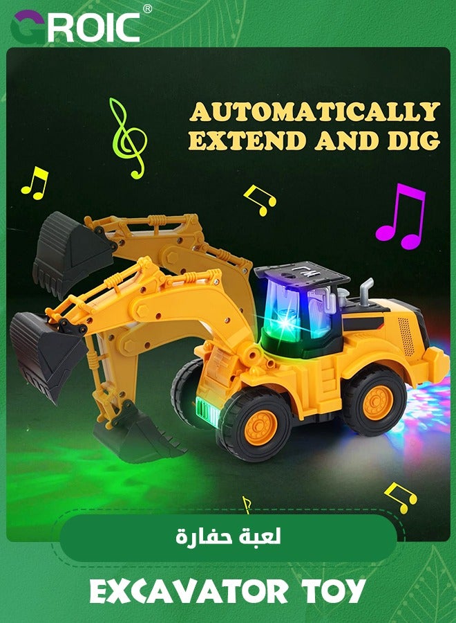 Excavator Truck Kids Toys,Digger Truck with Electric Universal Wheel Children Car Toys with Light and Music,Electric Universal Excavator,Electric Engineering Vehicle Toy