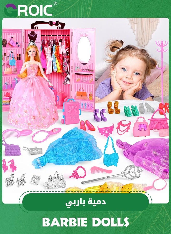 Doll Closet Wardrobe for 11.5 Inch Girl Doll Clothes and Accessories Storage Items Including Dolls, Wardrobe many other accessories,Girls Toy