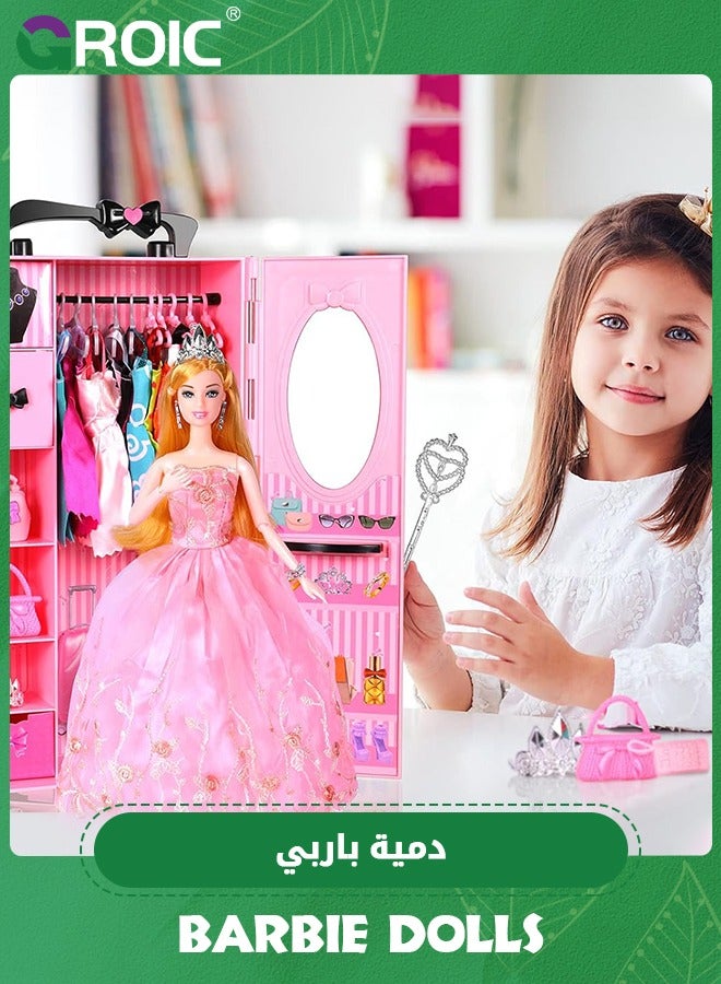 Doll Closet Wardrobe for 11.5 Inch Girl Doll Clothes and Accessories Storage Items Including Dolls, Wardrobe many other accessories,Girls Toy