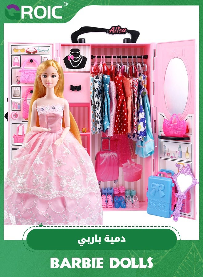 Doll Closet Wardrobe for 11.5 Inch Girl Doll Clothes and Accessories Storage Items Including Dolls, Wardrobe many other accessories,Girls Toy