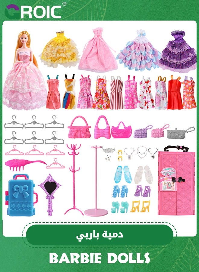 Doll Closet Wardrobe for 11.5 Inch Girl Doll Clothes and Accessories Storage Items Including Dolls, Wardrobe many other accessories,Girls Toy