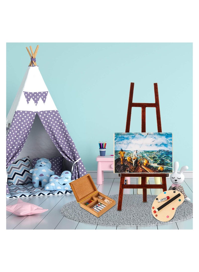 3 Pieces 1:12 Miniature Dollhouse Accessories, Wooden Easel Dollhouse Furniture Decoration Set, Miniature Palette Watercolor Box Easel Miniature Dollhouse Furniture Painting for Dolls