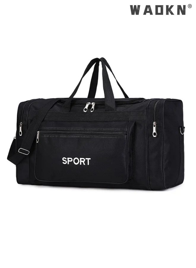 Unisex Travel Duffel Bag Large Capacity Lightweight Wear-resistant Oxford Fabric Multipurpose Foldable Luggage Handbag Fitness Sports Training Trip Capacity Fitness Bag Outdoor Yoga Handbag Black