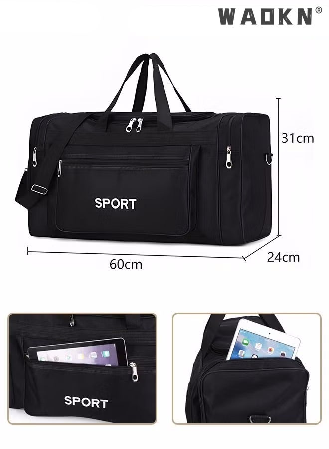 Unisex Travel Duffel Bag Large Capacity Lightweight Wear-resistant Oxford Fabric Multipurpose Foldable Luggage Handbag Fitness Sports Training Trip Capacity Fitness Bag Outdoor Yoga Handbag Black