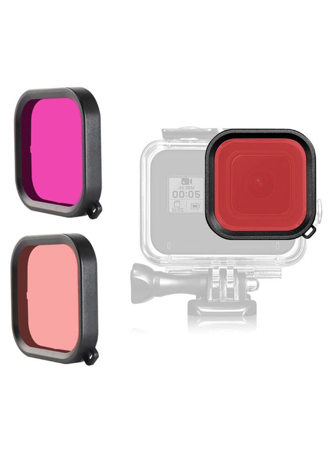 3-Piece Underwater Filter Lens Kit For Gopro Hero 8 Multicolour