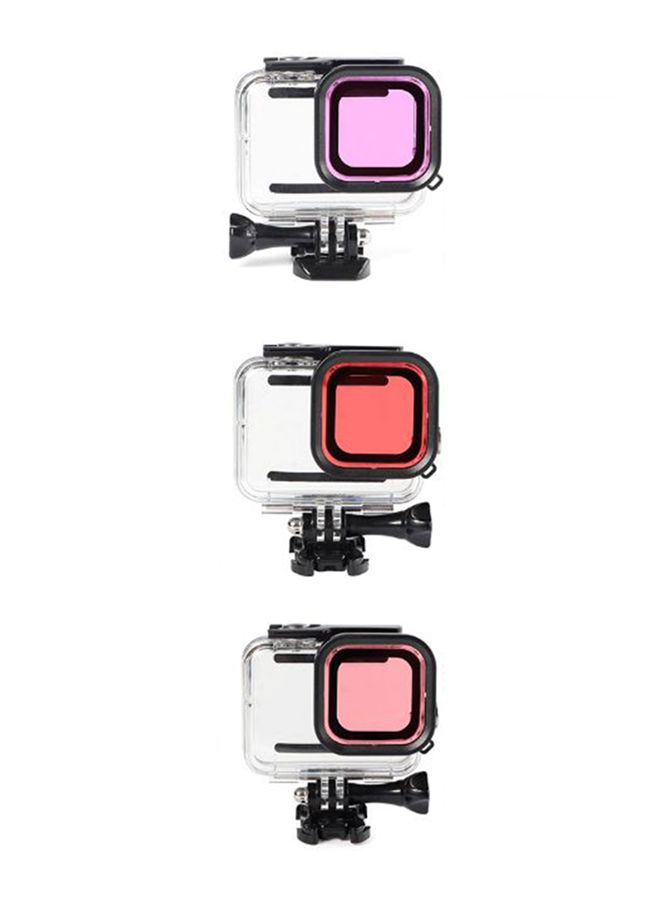 3-Piece Underwater Filter Lens Kit For Gopro Hero 8 Multicolour