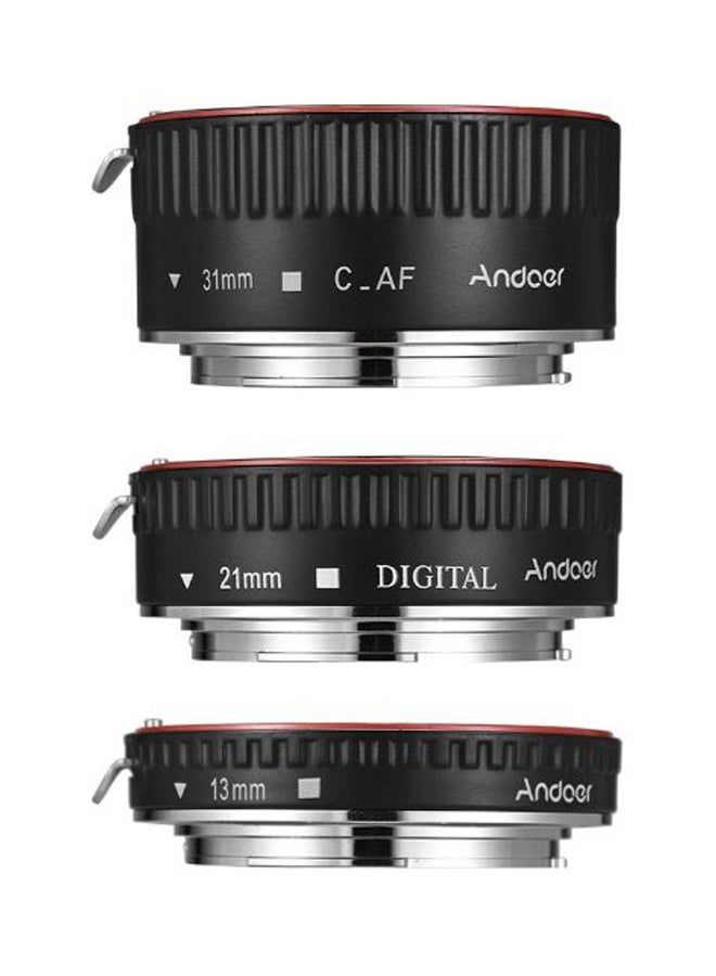 3-Piece Macro Extension Tube Set With Cap And Bag Black/Silver/Red