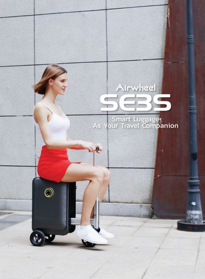 SE3S - Electric Luggage Scooter - Black | Smart Riding Suitcase with Removable Battery, Airwheel Luggage | Official Dealer in UAE