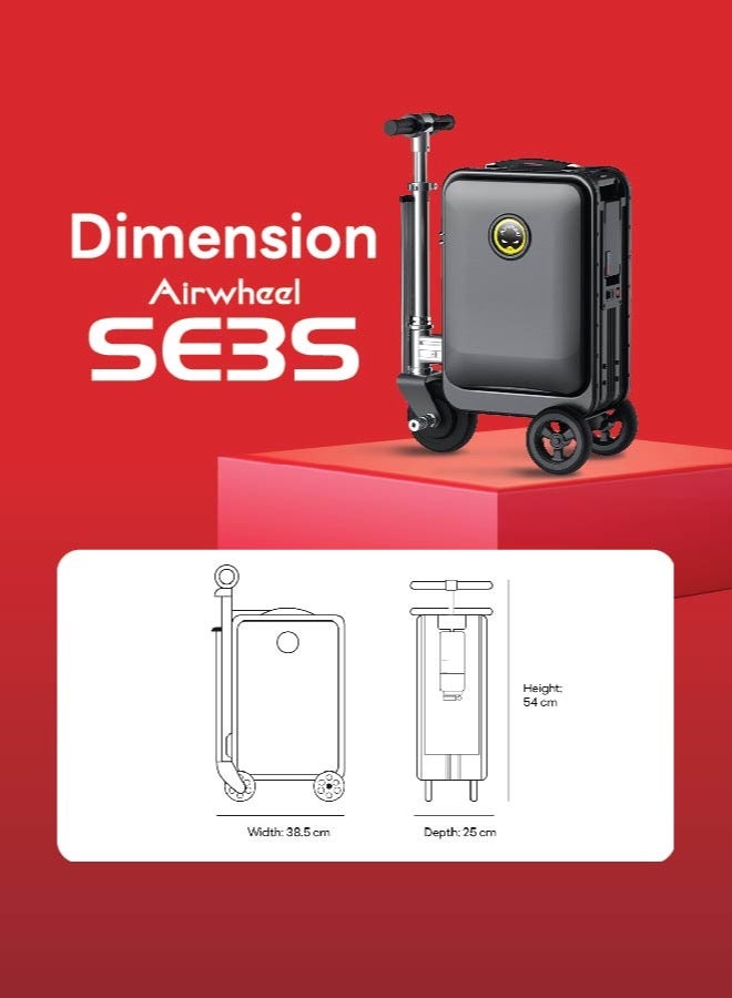 SE3S - Electric Luggage Scooter - Black | Smart Riding Suitcase with Removable Battery, Airwheel Luggage | Official Dealer in UAE