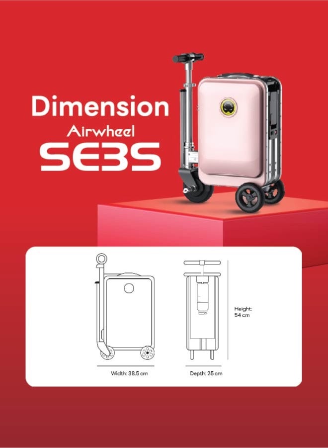 SE3S - Electric Luggage Scooter - Pink | Smart Riding Suitcase with Removable Battery, Airwheel Luggage | Official Dealer in UAE