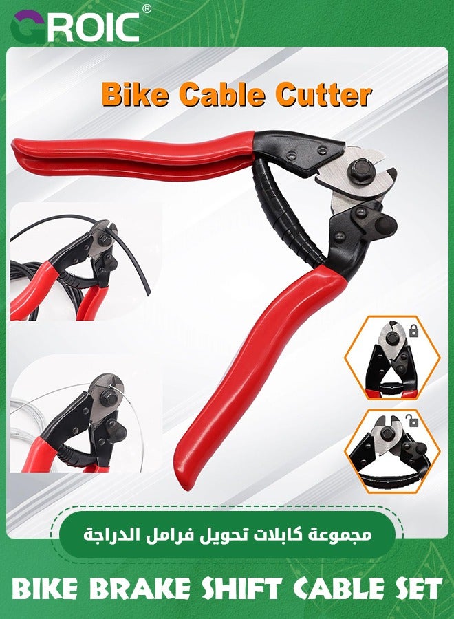 83Pcs Stainless Steel Bike Cable Cutter and Brake Cable Housing Shift Cable Housing with End Caps, Bike Brake Cable Shifter Cable and O-Rings Kit, Perfect for Mountain Road Bike Bicycle