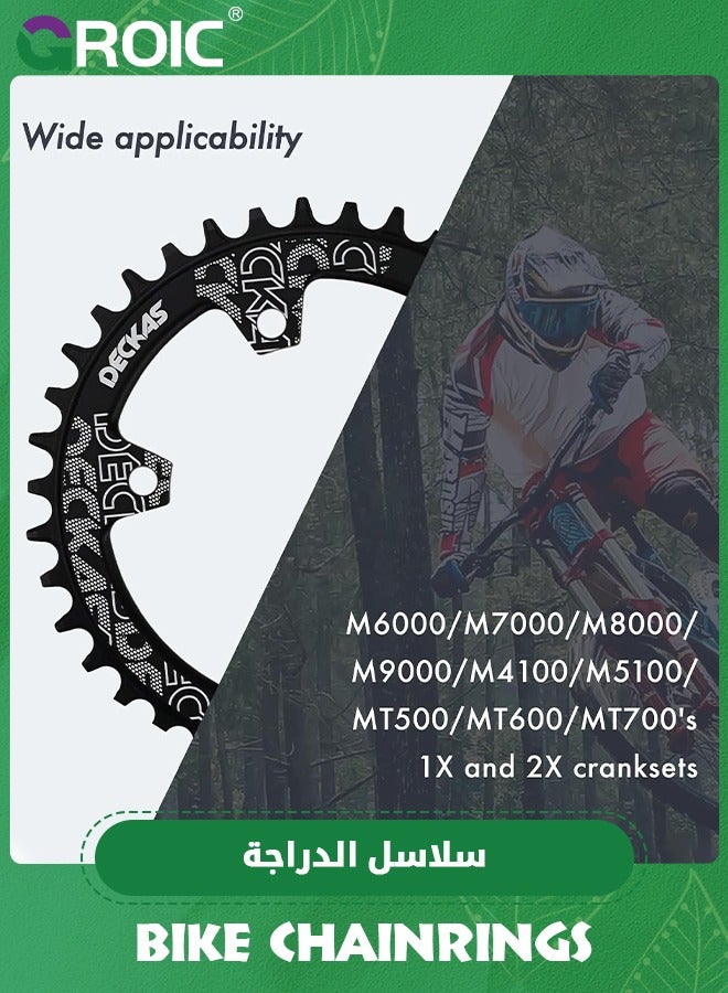 Bike Chainring Asymmetrical 104BCD Narrow Wide Tooth MTB for Shimano M370, M410, M670, M780 Jiankun IXF Cranks, Some Haomeng Cranks, 7/8/9/10/11/12 Speed Aluminum 38T