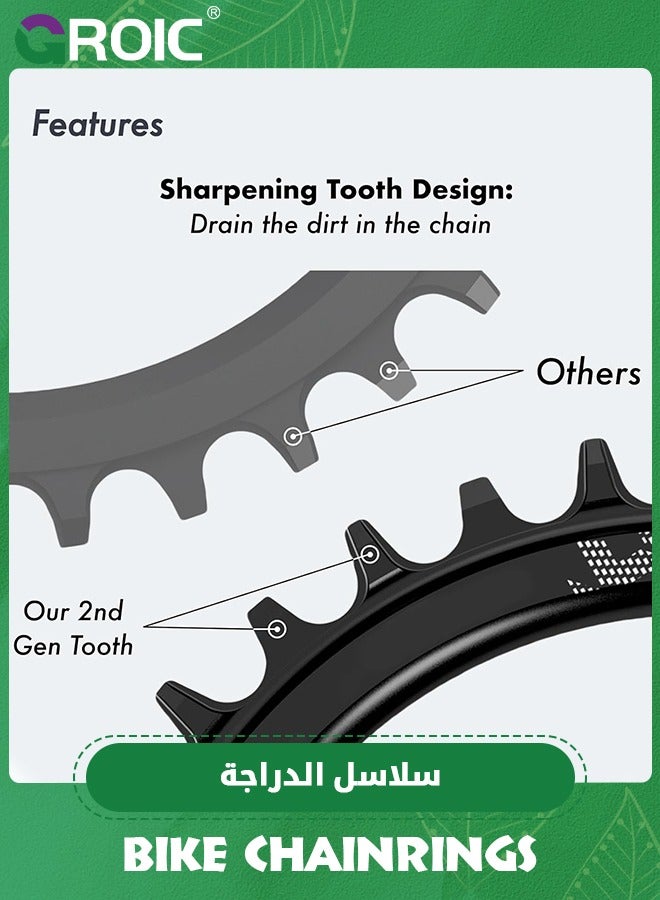 Bike Chainring Asymmetrical 104BCD Narrow Wide Tooth MTB for Shimano M370, M410, M670, M780 Jiankun IXF Cranks, Some Haomeng Cranks, 7/8/9/10/11/12 Speed Aluminum 38T