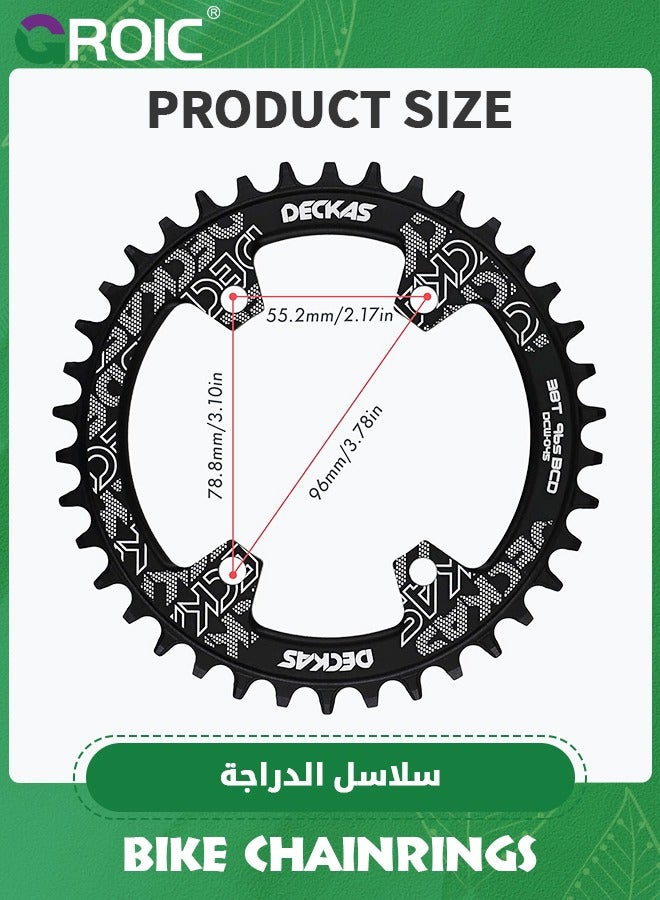 Bike Chainring Asymmetrical 104BCD Narrow Wide Tooth MTB for Shimano M370, M410, M670, M780 Jiankun IXF Cranks, Some Haomeng Cranks, 7/8/9/10/11/12 Speed Aluminum 38T