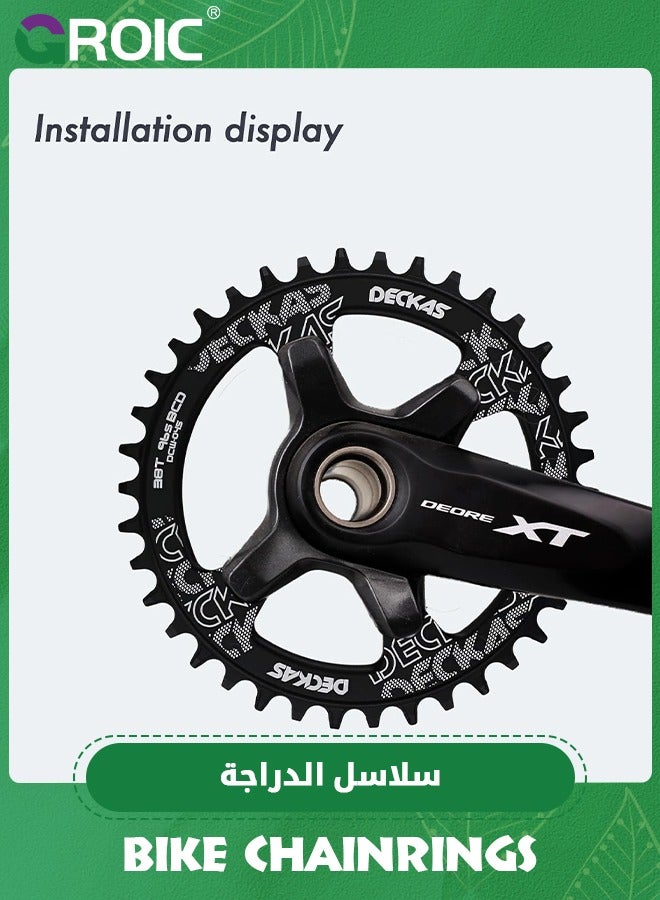 Bike Chainring Asymmetrical 104BCD Narrow Wide Tooth MTB for Shimano M370, M410, M670, M780 Jiankun IXF Cranks, Some Haomeng Cranks, 7/8/9/10/11/12 Speed Aluminum 38T