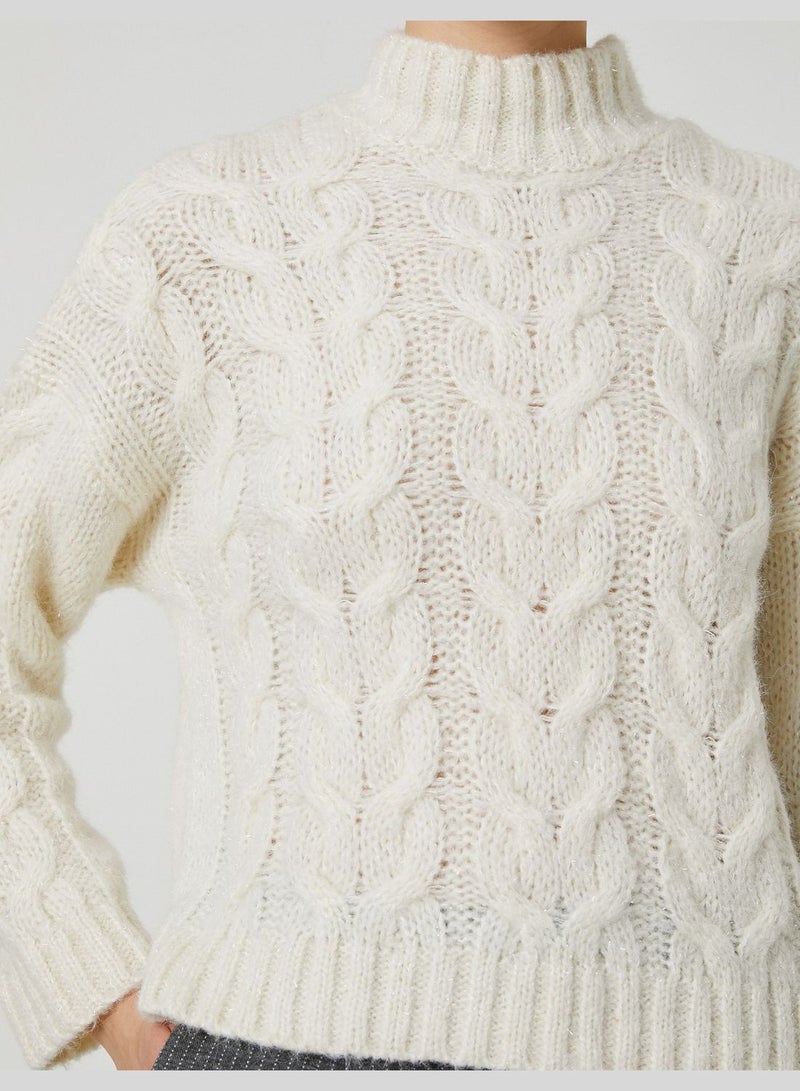 Şahika Ercümen X Koton - Bead Pattern Half Turtleneck Sweater