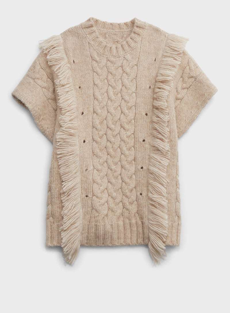 Fringe Cable Knitted Sweater