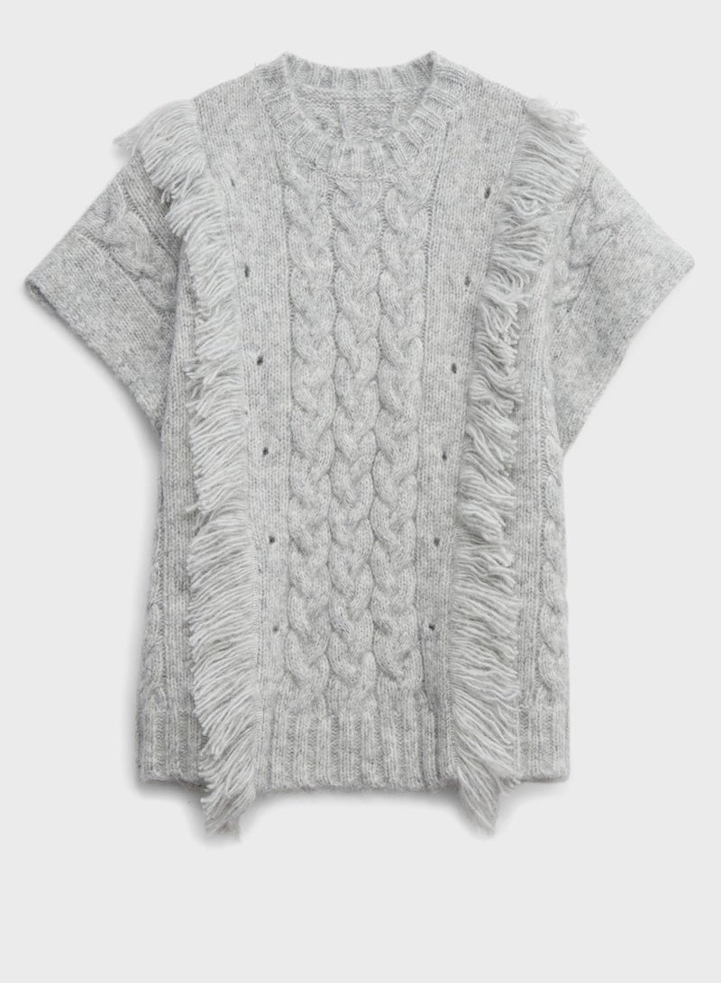 Fringe Cable Knitted Sweater