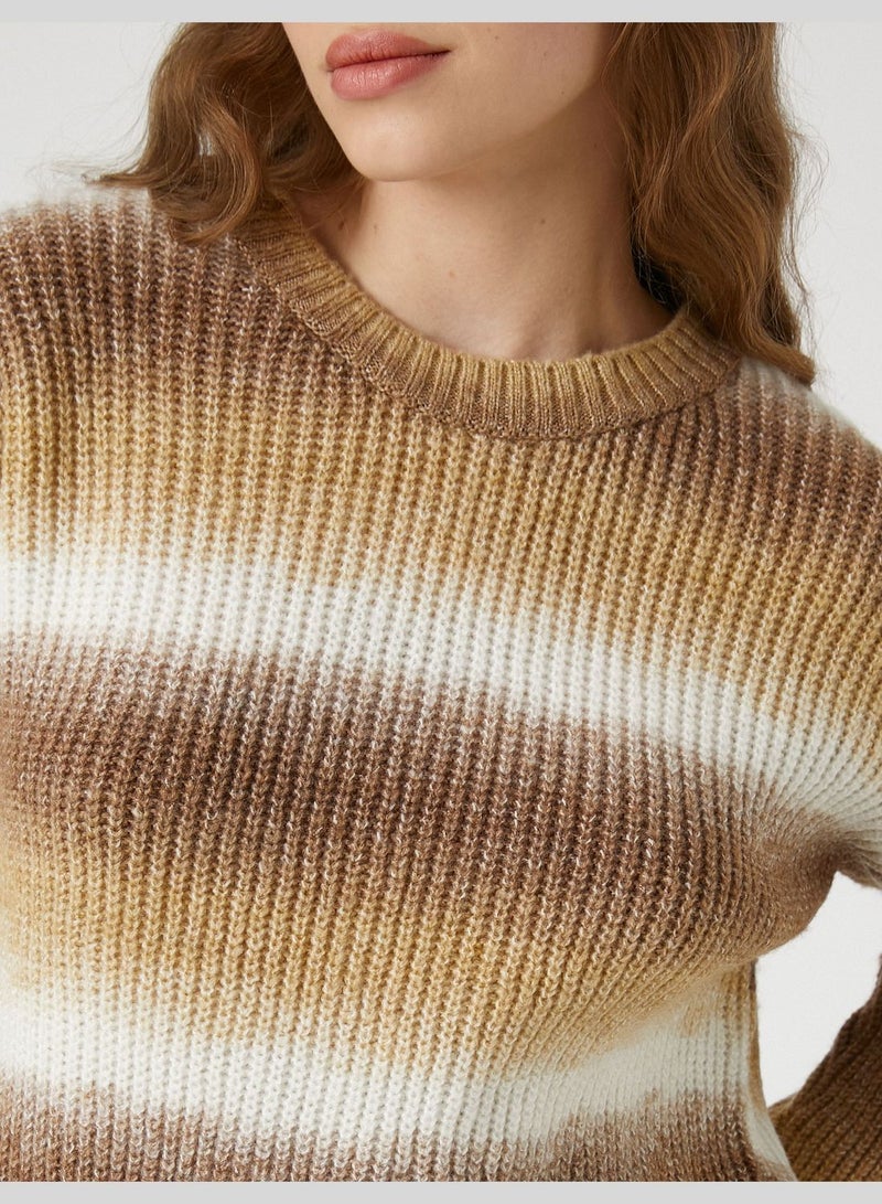 Knitted Sweater Crew Neck Long Sleeve Degrade