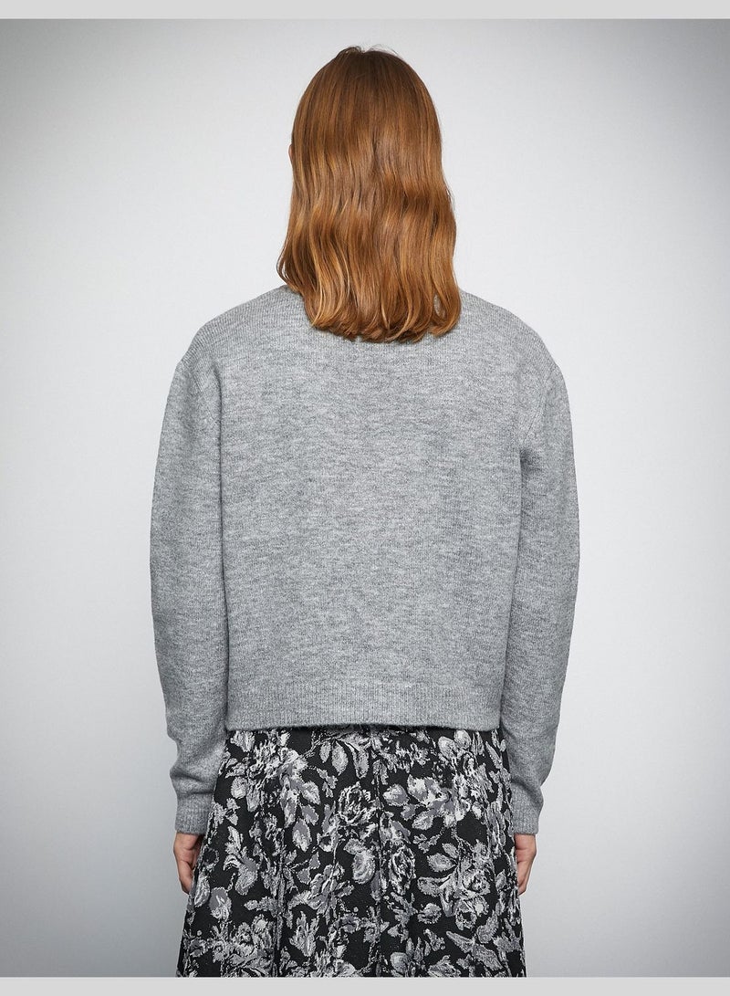 Silvery Turtleneck Crop Sweater