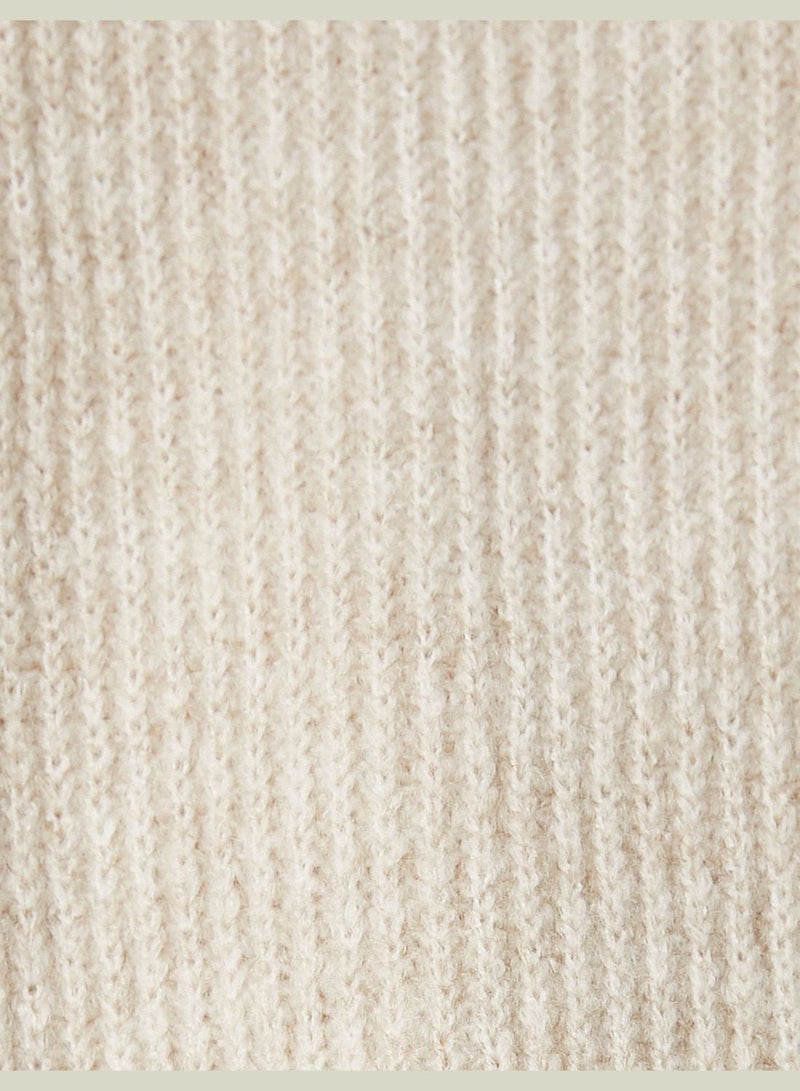 Ribbed Crew Neck Knitted Basic Sweater