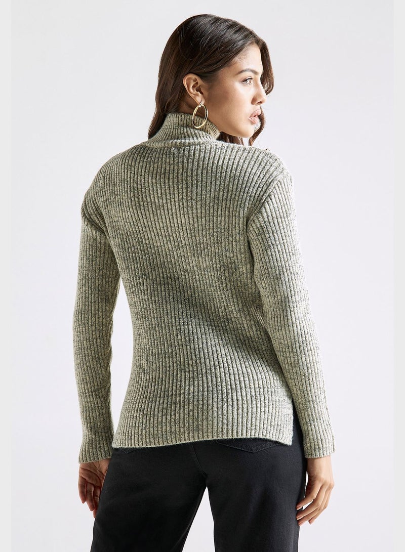 Embellished High Neck Sweater