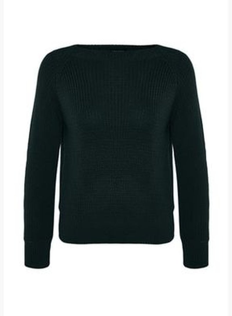 Emerald Green Raglan Sleeve Knitwear Sweater TWOAW24KZ00622