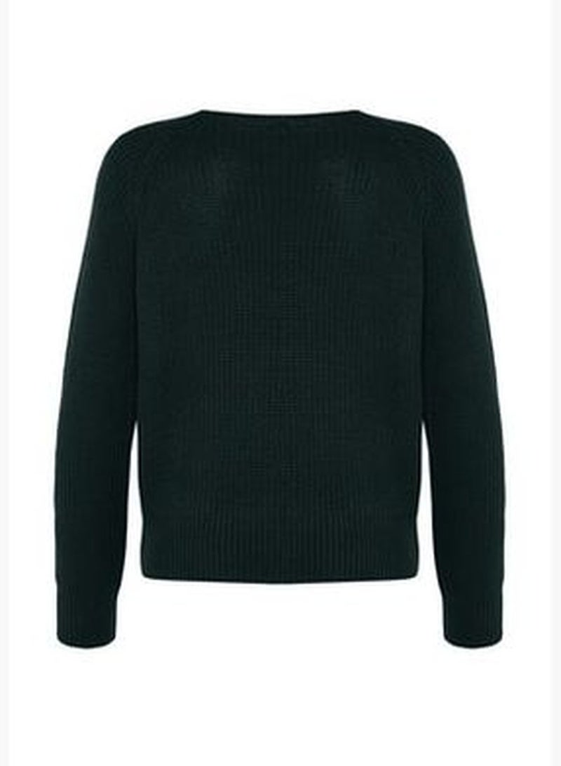 Emerald Green Raglan Sleeve Knitwear Sweater TWOAW24KZ00622