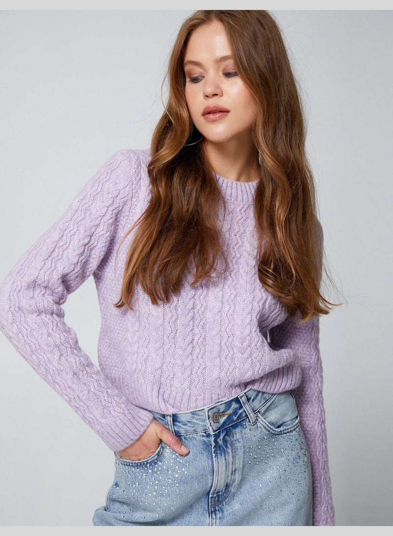 Knitted Patterned Acrylic Sweater