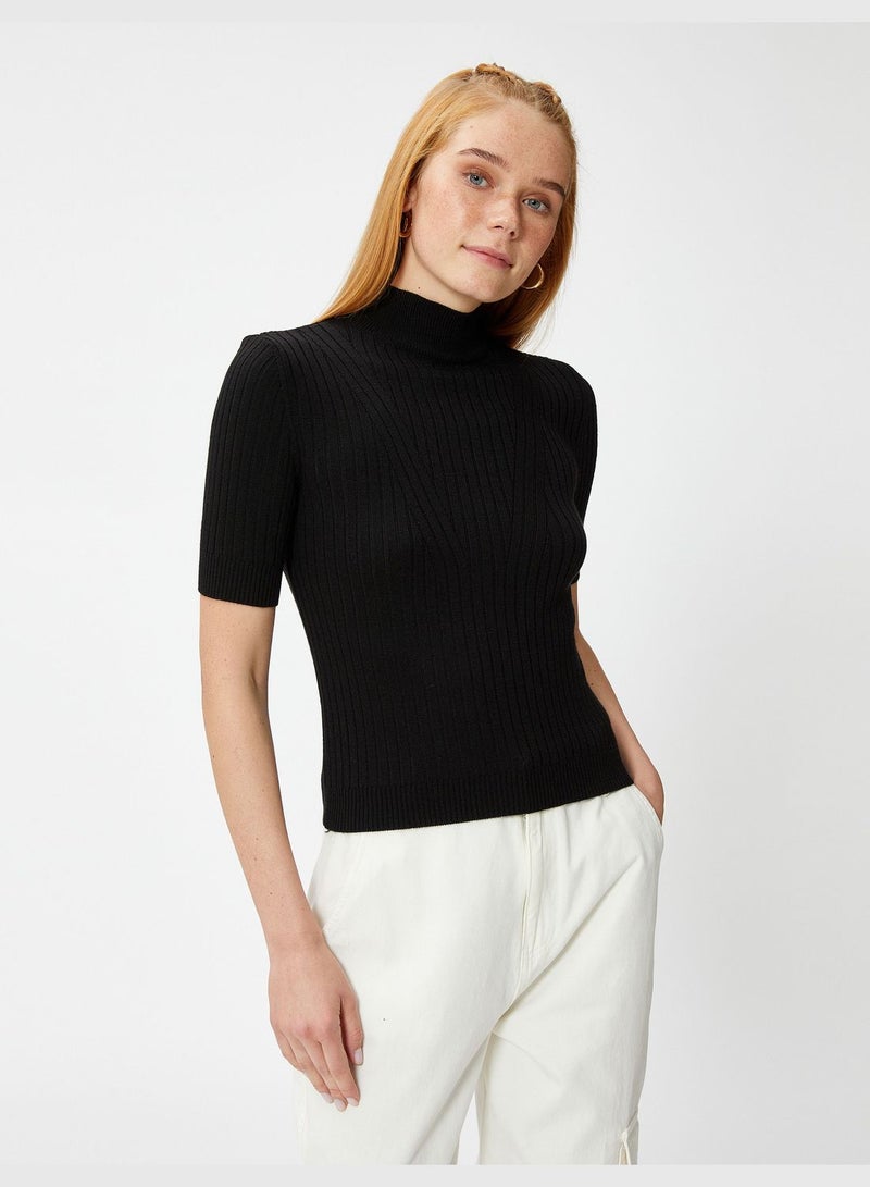 Half Turtleneck Short Sleeve Sweater