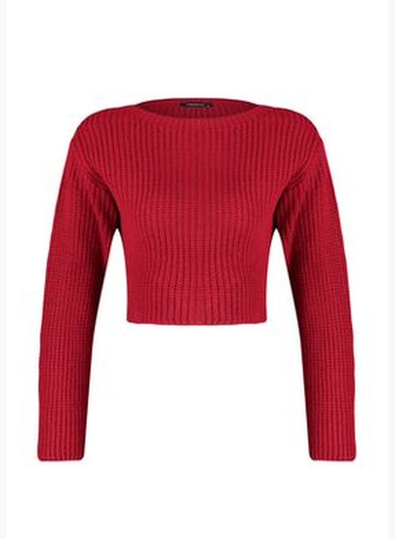 Red Crop Basic Knitwear Sweater TWOAW24KZ01213