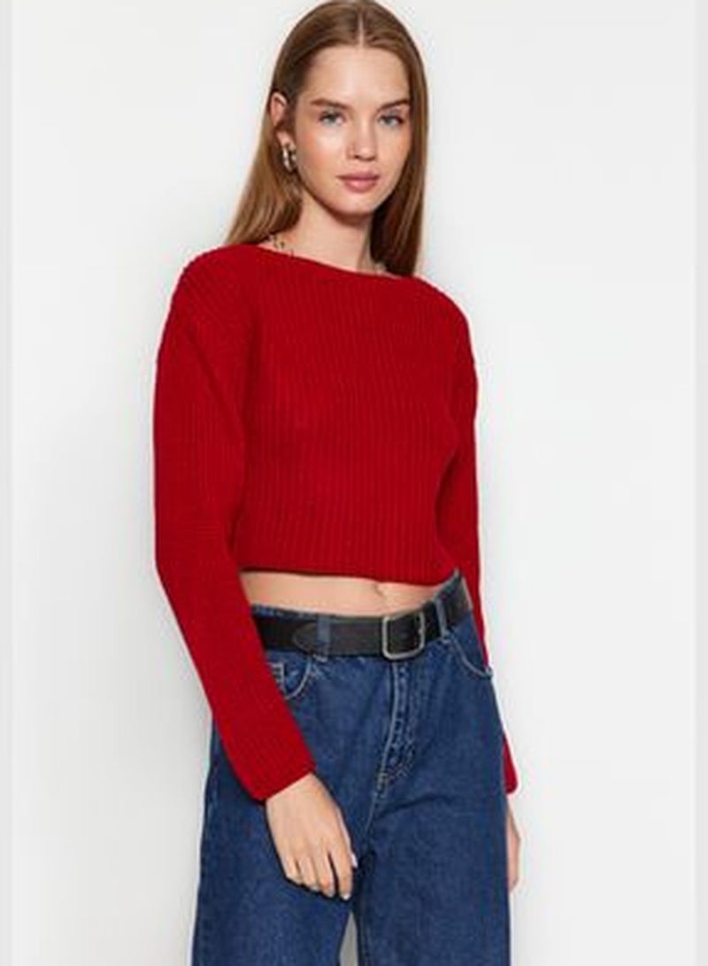 Red Crop Basic Knitwear Sweater TWOAW24KZ01213