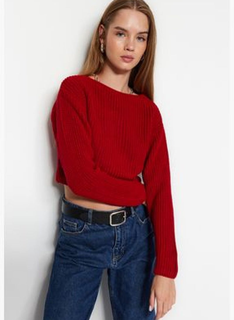 Red Crop Basic Knitwear Sweater TWOAW24KZ01213