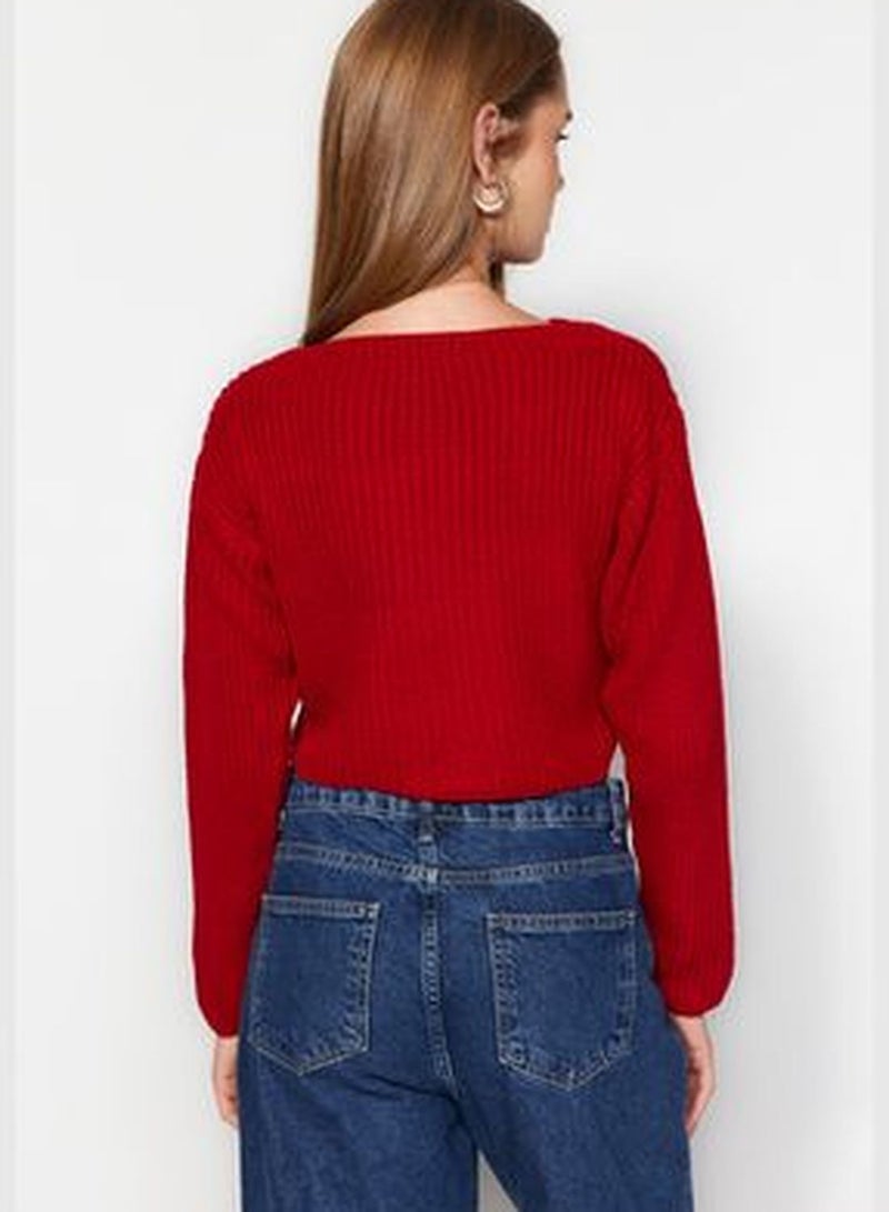 Red Crop Basic Knitwear Sweater TWOAW24KZ01213