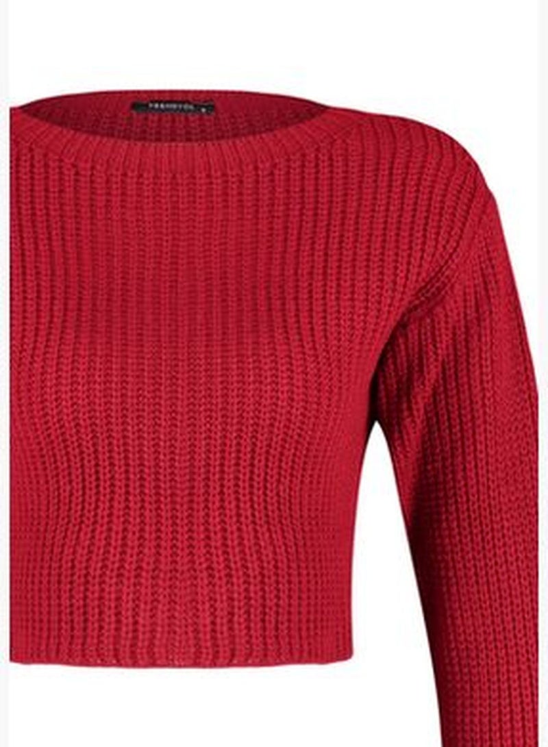 Red Crop Basic Knitwear Sweater TWOAW24KZ01213