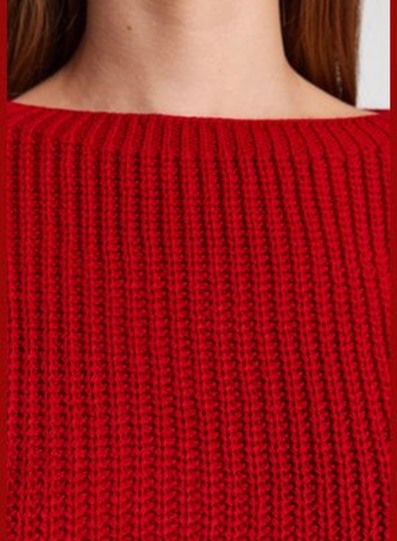 Red Crop Basic Knitwear Sweater TWOAW24KZ01213