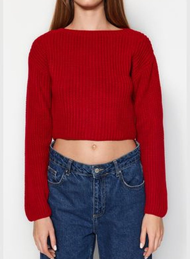 Red Crop Basic Knitwear Sweater TWOAW24KZ01213