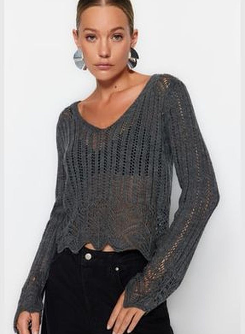 Anthracite Openwork/Perforated Knitwear Sweater TWOSS20KZ0030