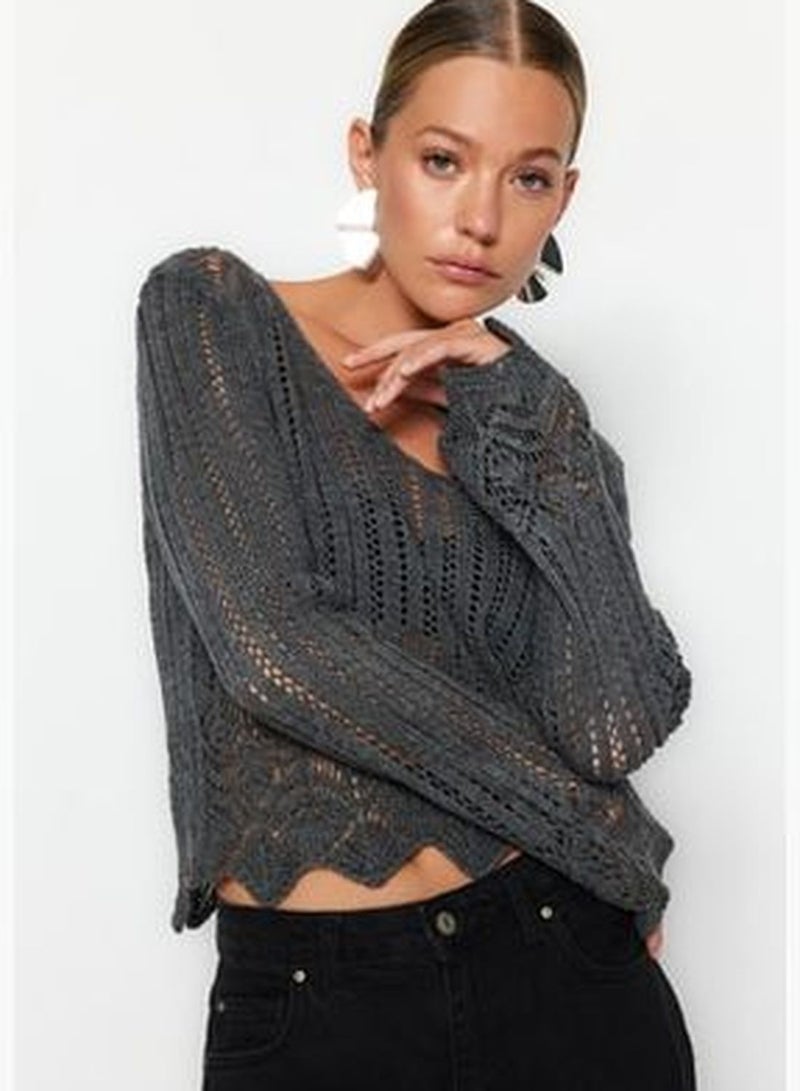 Anthracite Openwork/Perforated Knitwear Sweater TWOSS20KZ0030