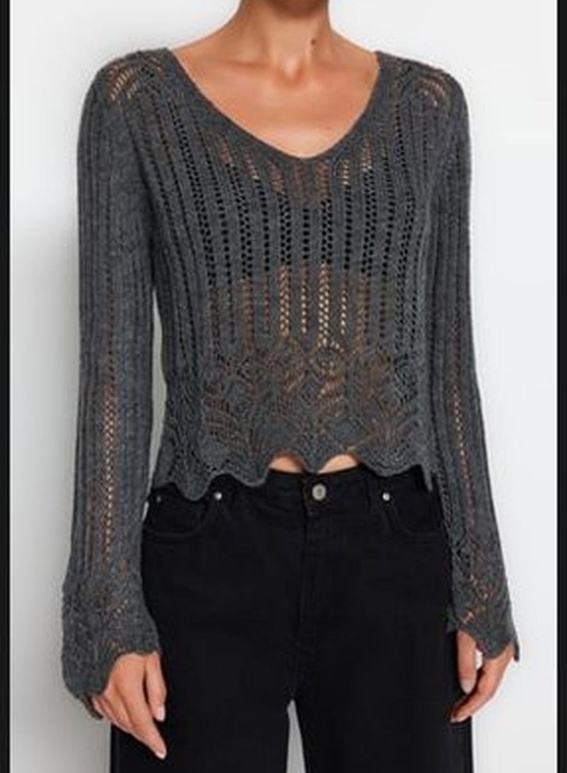 Anthracite Openwork/Perforated Knitwear Sweater TWOSS20KZ0030