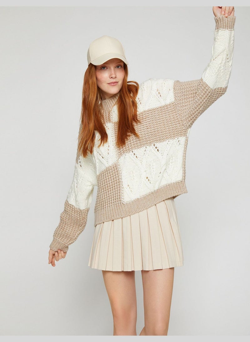 Knitted Sweater Color Block
