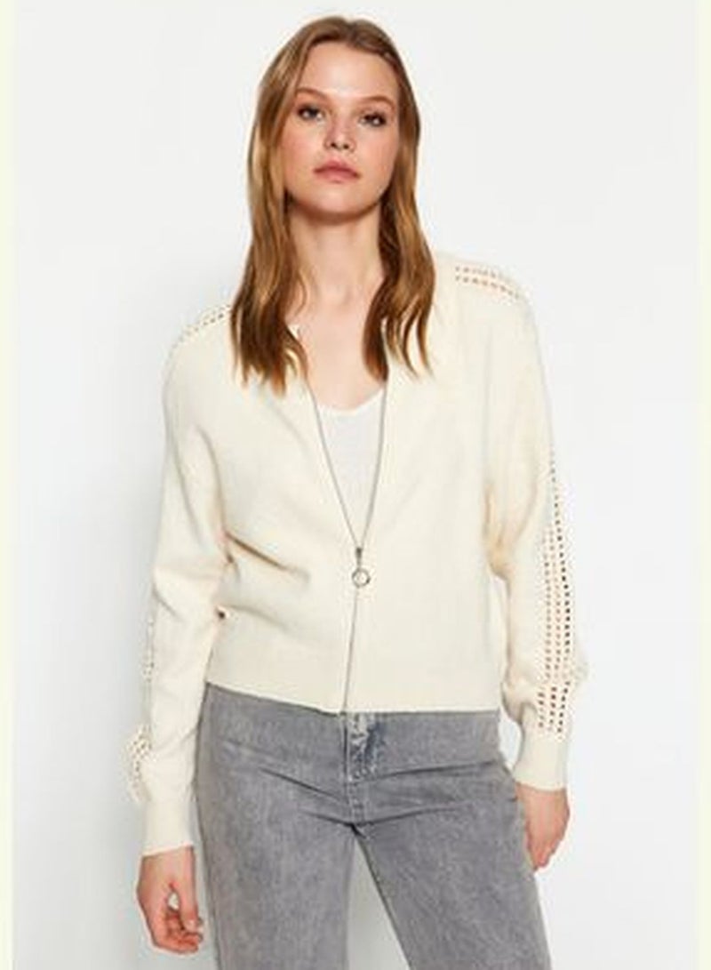 Stone Openwork/Perforated Knitwear Cardigan TWOAW24HI00438