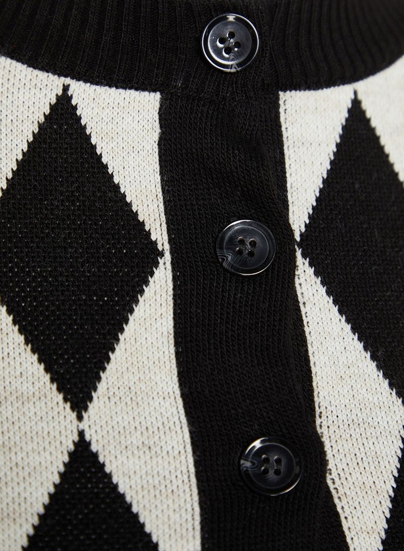 Printed Button Detail Cardigan