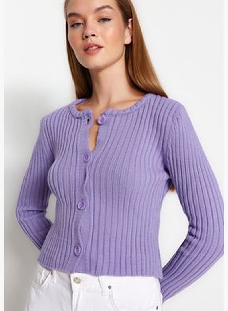 Lilac Basic Crop Sweater Cardigan TWOAW24HI00342