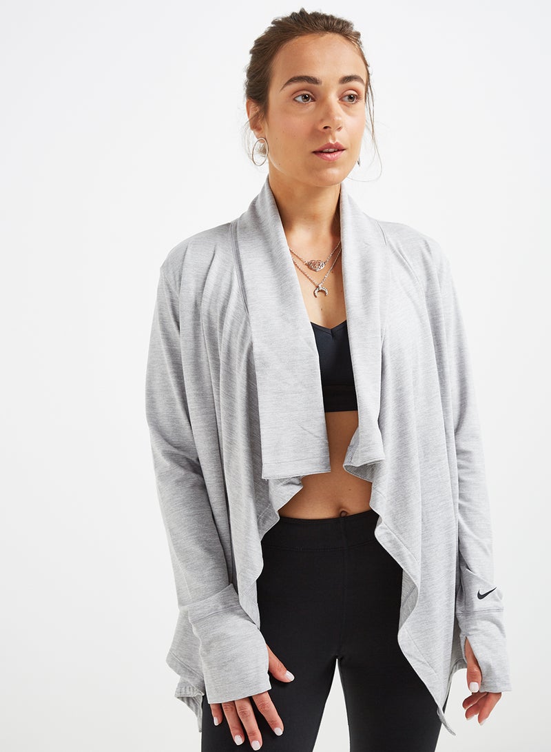 Plus Size Yoga Long Sleeve Cardigan Grey