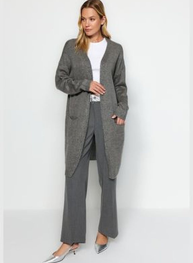 Gray Pocket Detailed Knitwear Cardigan TWOAW24HI00381