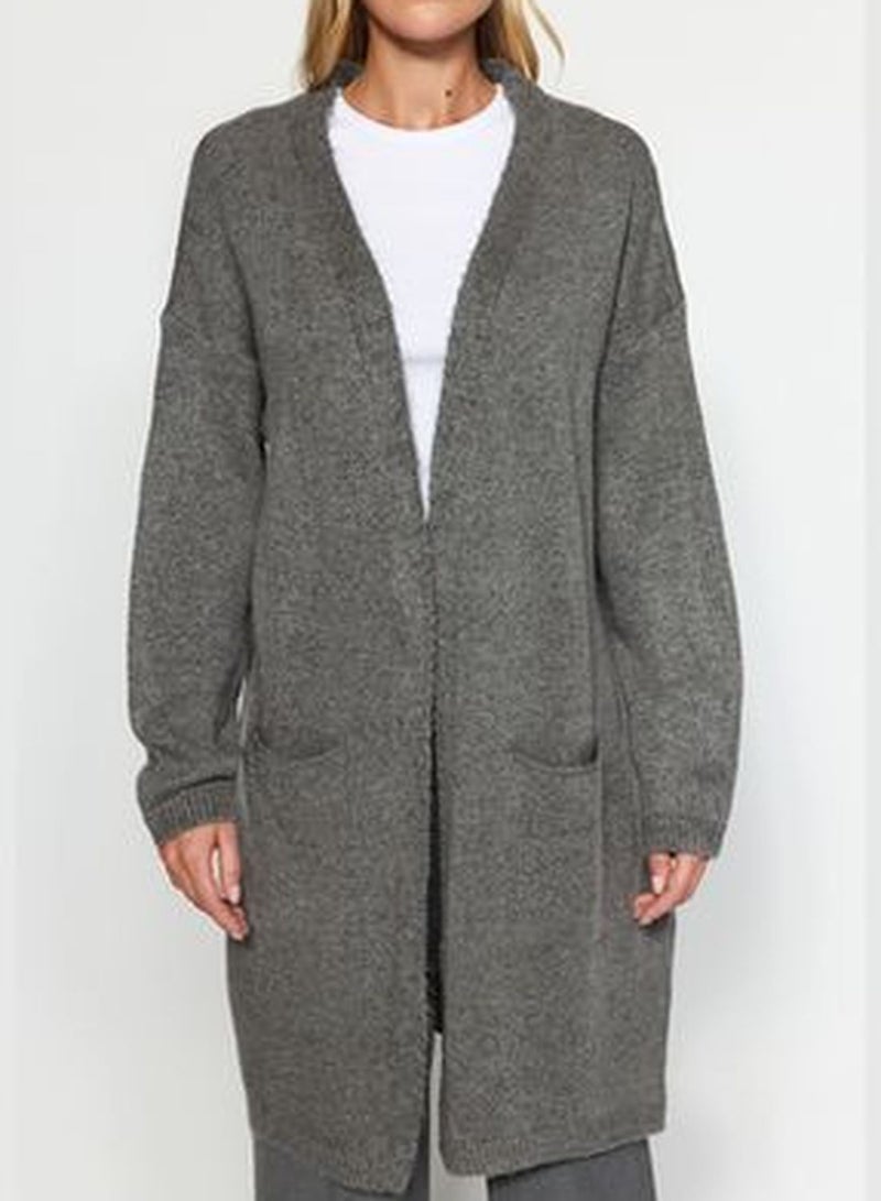 Gray Pocket Detailed Knitwear Cardigan TWOAW24HI00381