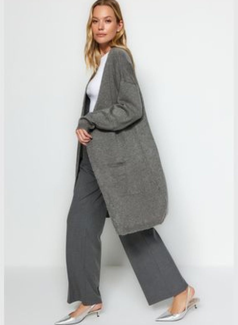 Gray Pocket Detailed Knitwear Cardigan TWOAW24HI00381